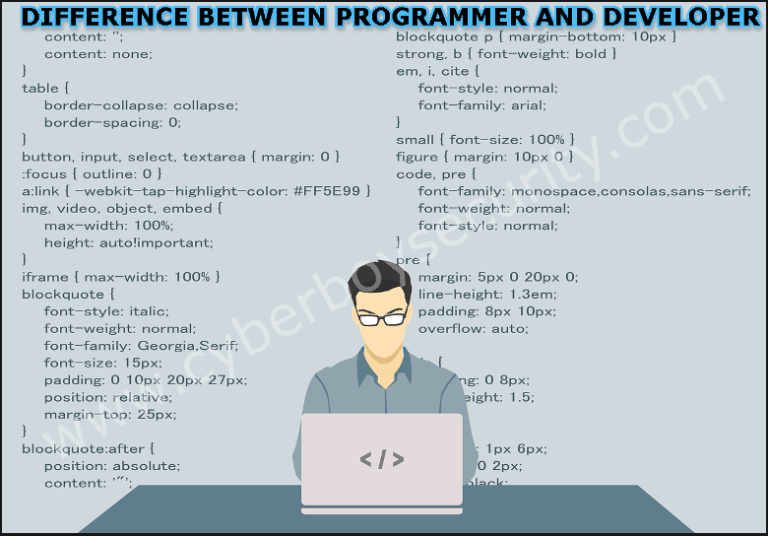 difference between programmer and developer by cyberboysecurity.com